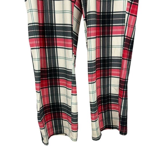 Versona Womens Plaid Lounge Pants Medium Elastic Waist Red Black - Picture 2 of 9